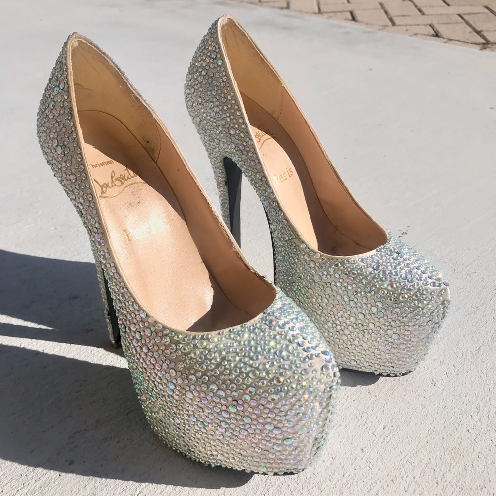 Platform rhinestone heels
